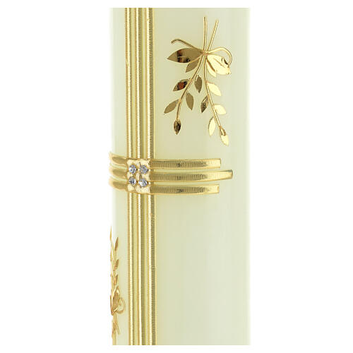 Świeca krzyż złoty i kłosy, 300x60 mm 2