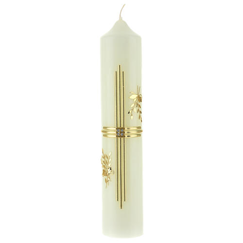 Golden cross candle with wheat ears 300x60 mm 1