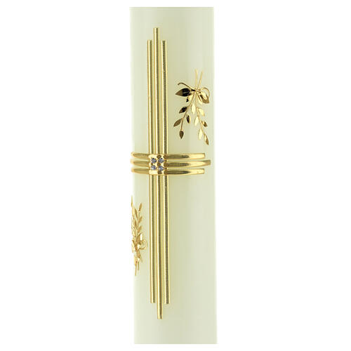 Golden cross candle with wheat ears 300x60 mm 3