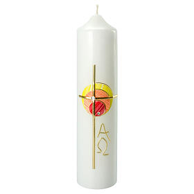 Candle with cross and coloured circle 26.5x6 cm