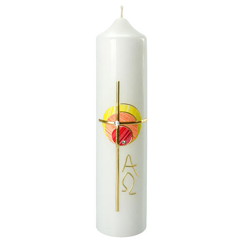 Candle with cross and coloured circle 26.5x6 cm 1