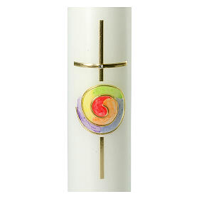 Świeca ołtarzowa, krzyż i spirala tęczowa, 265x60 mm