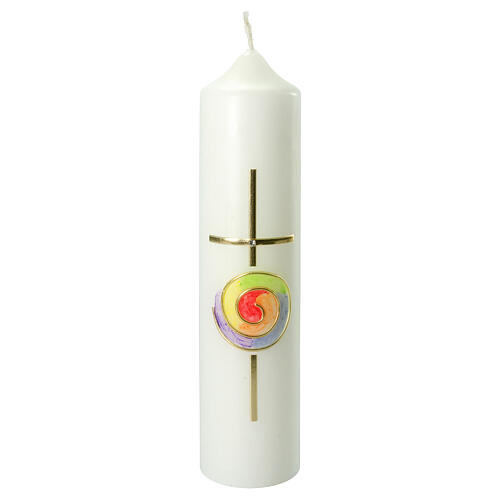 Świeca ołtarzowa, krzyż i spirala tęczowa, 265x60 mm 1