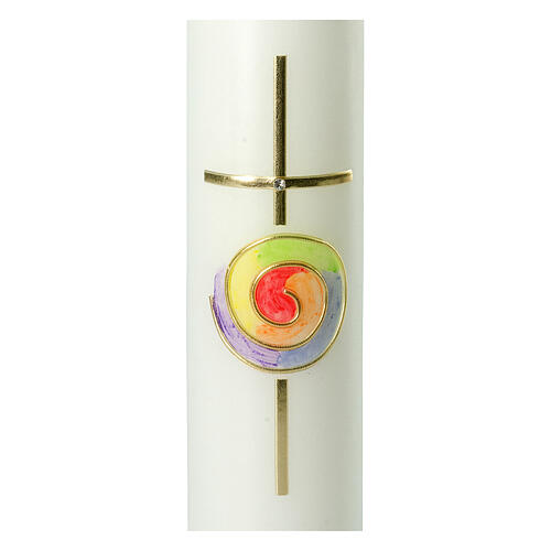 Vela de altar cruz e espiral arco-íris 26,5x6 cm 2