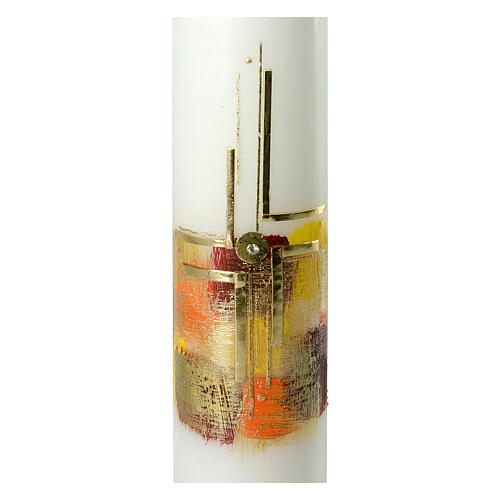 Świeca złoty krzyż na abstrakcyjnym tle, 265x60 mm 2