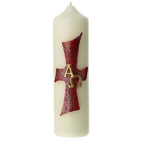 Kerze mit Kreuz Alfa Omega, 220x60 mm