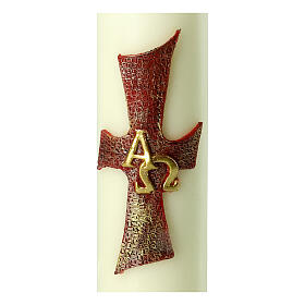 Cross candle with red Alpha Omega 220x60 mm