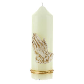 Kerze mit betenden Händen und goldenen Details, 165x50 mm