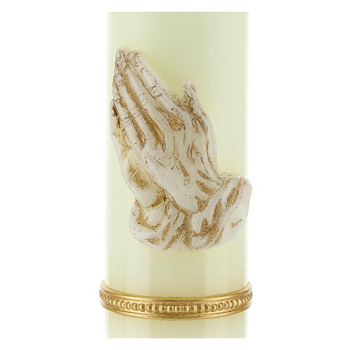 Kerze mit betenden Händen und goldenen Details, 165x50 mm 2