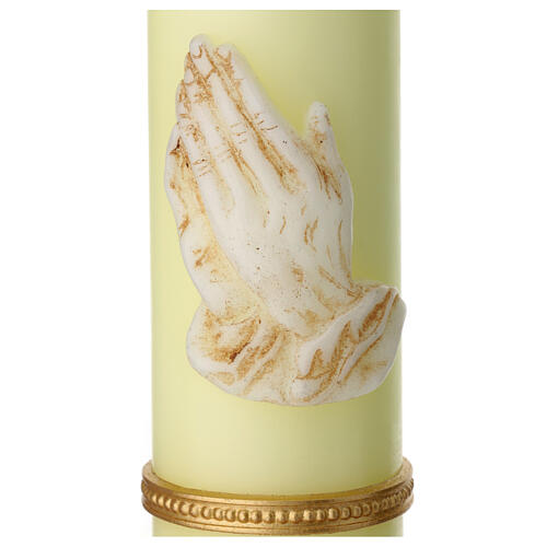 Kerze mit betenden Händen und goldenen Details, 165x50 mm 2