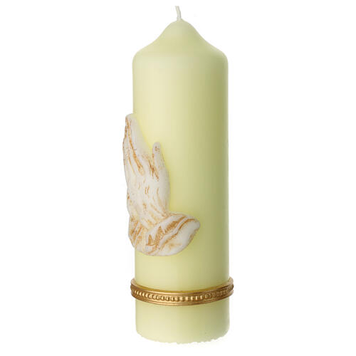 Kerze mit betenden Händen und goldenen Details, 165x50 mm 3