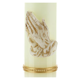 White Candle praying hands 165x50mm