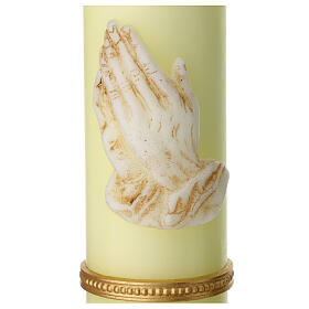 White Candle praying hands 165x50mm