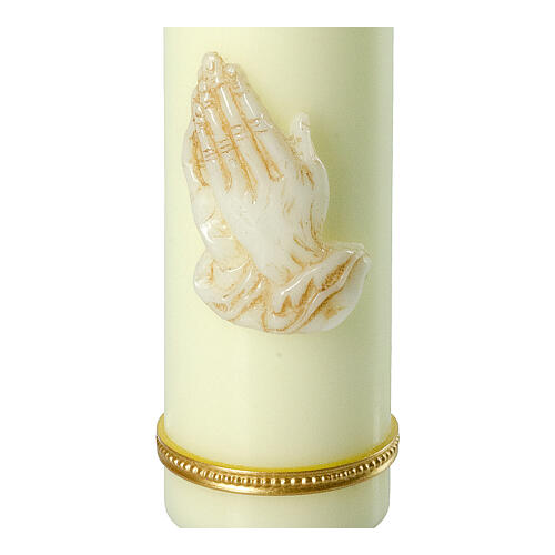 Altar candle with white praying hands 22x6 cm 2