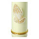 Altar candle with white praying hands 22x6 cm s2