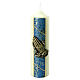 Ivory blue candle with praying hands 22x6 cm s1