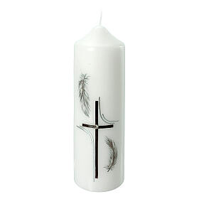 Funeral candle with black feathers 16,5x5 cm