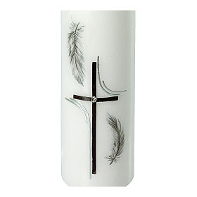 Funeral candle with black feathers 16,5x5 cm
