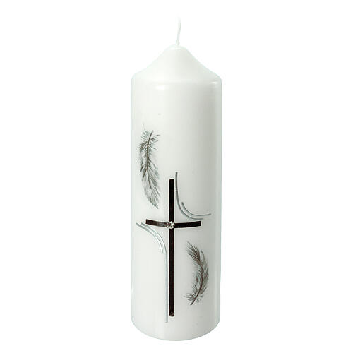 Funeral candle with black feathers 16,5x5 cm 1