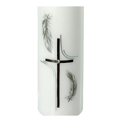 Funeral candle with black feathers 16,5x5 cm 2