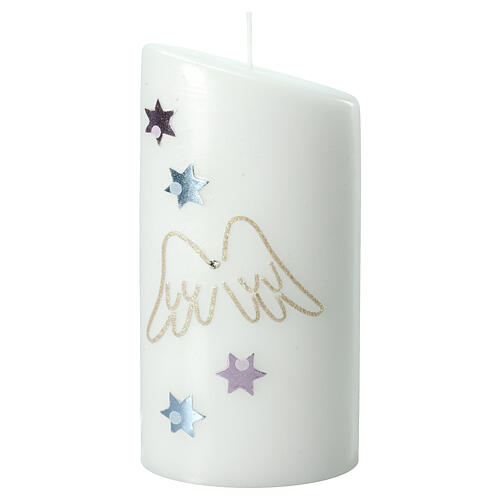 Oval candle with angel wings and stars 18x9 cm 1