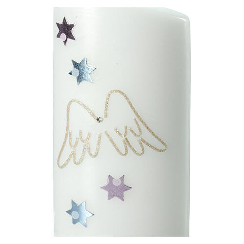 Oval candle with angel wings and stars 18x9 cm 2