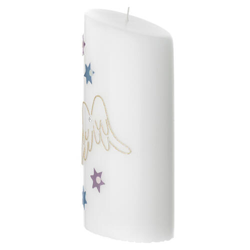 Oval candle with angel wings and stars 18x9 cm 3