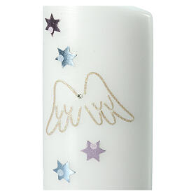 Pillar candle with stars angel wings 180x90 mm