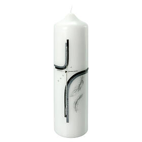 Funeral candle with silver cross and rhinestones 22x6 cm