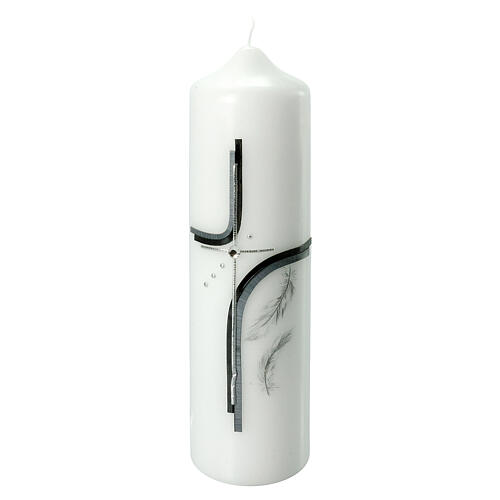 Funeral candle with silver cross and rhinestones 22x6 cm 1