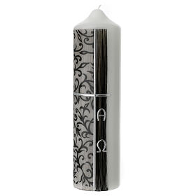 Funeral candle with black branch leaves 220x60 mm