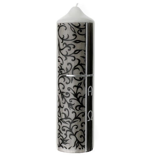 Funeral candle with black branch leaves 220x60 mm 1