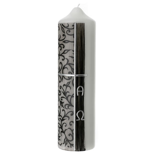 Funeral candle with black branch leaves 220x60 mm 2