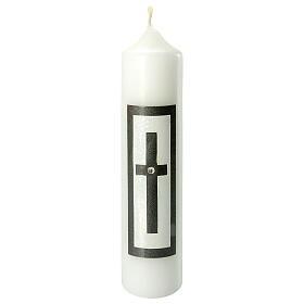 Funeral candle, black Latin cross and rhinestone, 265x60 mm