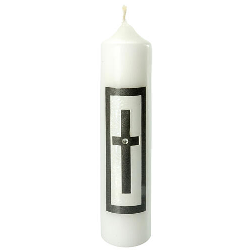 Funeral candle, black Latin cross and rhinestone, 265x60 mm 1