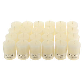 Ivory rustic candle, set of 24, 80x60 mm