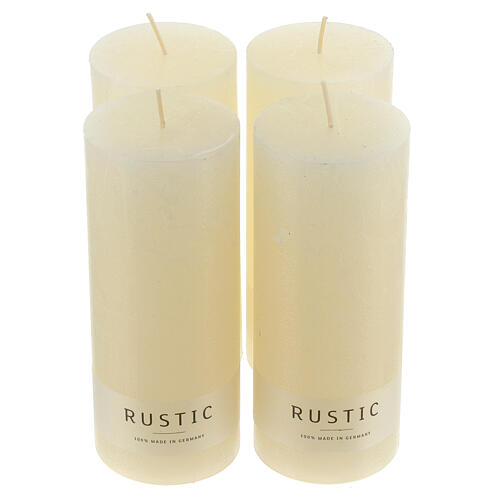 White wool rustic candle, set of 4, 170x70 mm 1