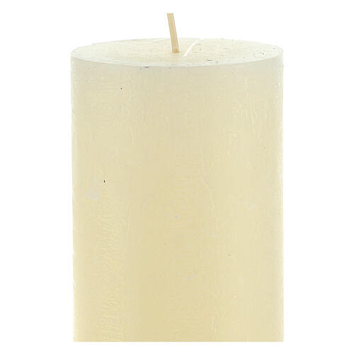 White wool rustic candle, set of 4, 170x70 mm 3