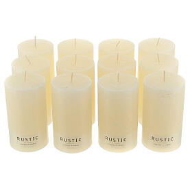 Ivory rustic matt candle, set of 12, 140x80 mm