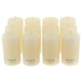 Ivory candle opaque rustic 12 pcs 140x80 mm
