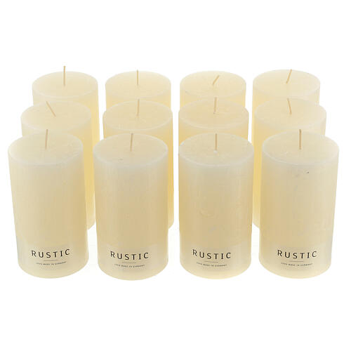 Ivory candle opaque rustic 12 pcs 140x80 mm 1