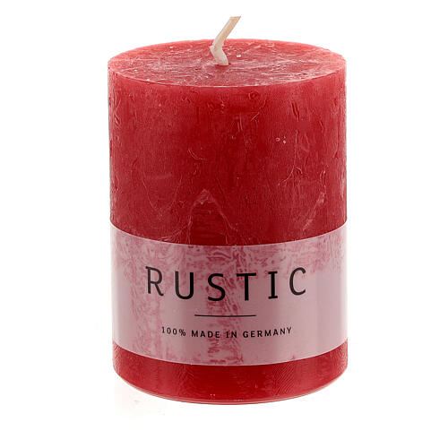 Matt red rustic candle, set of 24, 80x60 mm 2