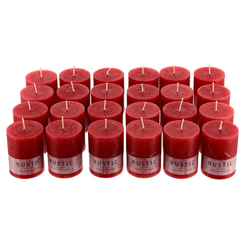 Bougie rouge mat rustique emballage 24 pcs 80x60 mm 1