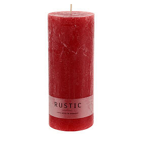 Matt red rustic candle, set of 4, 170x70 mm