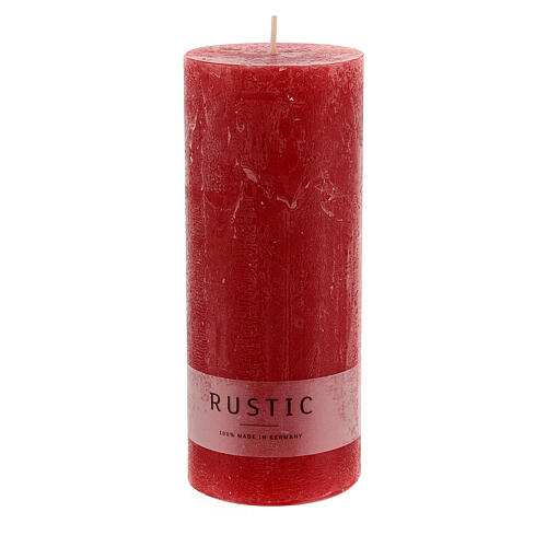 Matt red rustic candle, set of 4, 170x70 mm 2
