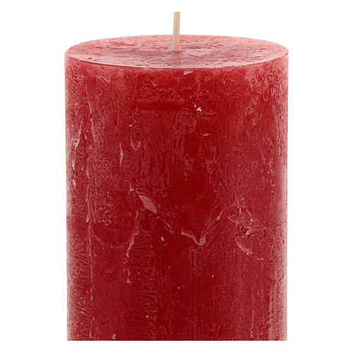 Matte red candles rustic effect 4 pcs 170x70 mm 3