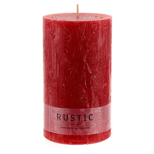 Red candle, rustic finish, set of 12, 140x80 mm 2