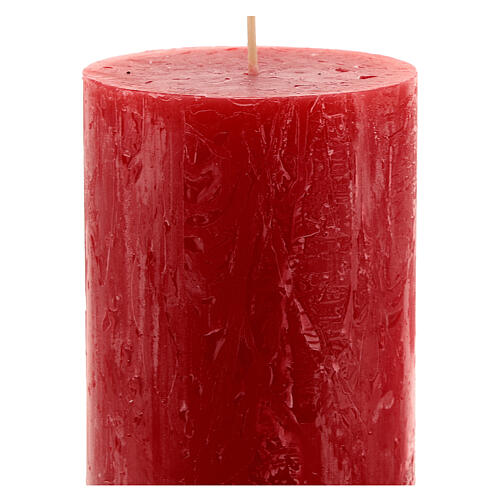 Red candle, rustic finish, set of 12, 140x80 mm 3