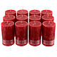 Red candle, rustic finish, set of 12, 140x80 mm s1