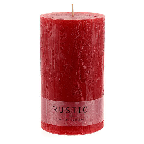 Red candle rustic finish 12 pcs 140x80 mm 2